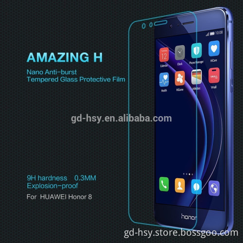 HUYSHE cell phone accessories anti-broken tempered glass screen protector for Huawei Honor 8